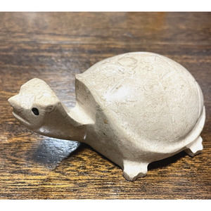 Unique Hand Carved Marble Stone Land Tortoise Turtle Figurine Carving 4" Long
